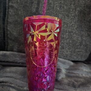 Summer 2024 Starbucks Fuschia jeweled tumbler NEW